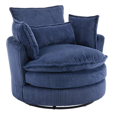38.98''W Corduroy Double-Layer Seat Cushion Swivel Accent Sofa Chair