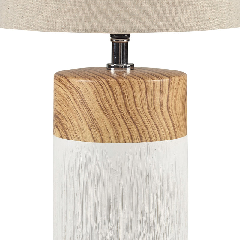 Lampe de table en céramique texturée, Brun / Blanc