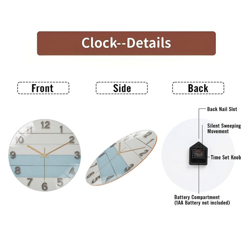 Horloge murale horloge murale en verre 12 po