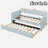Upholstered Daybed With Trundle And Wood Slat-1870618489