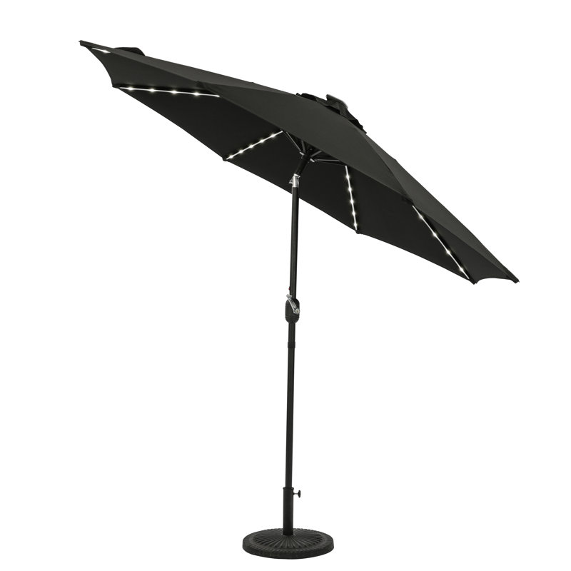 Parasol de marché éclairé 108 po Tasmin avec auvent Breez-Tex, Noir