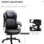 Fauteuil de bureau en noir pour grand et grand, avec hauteur réglable, siège pivotant à haut dossier pivotant et coutures en losange, noir, 360 °