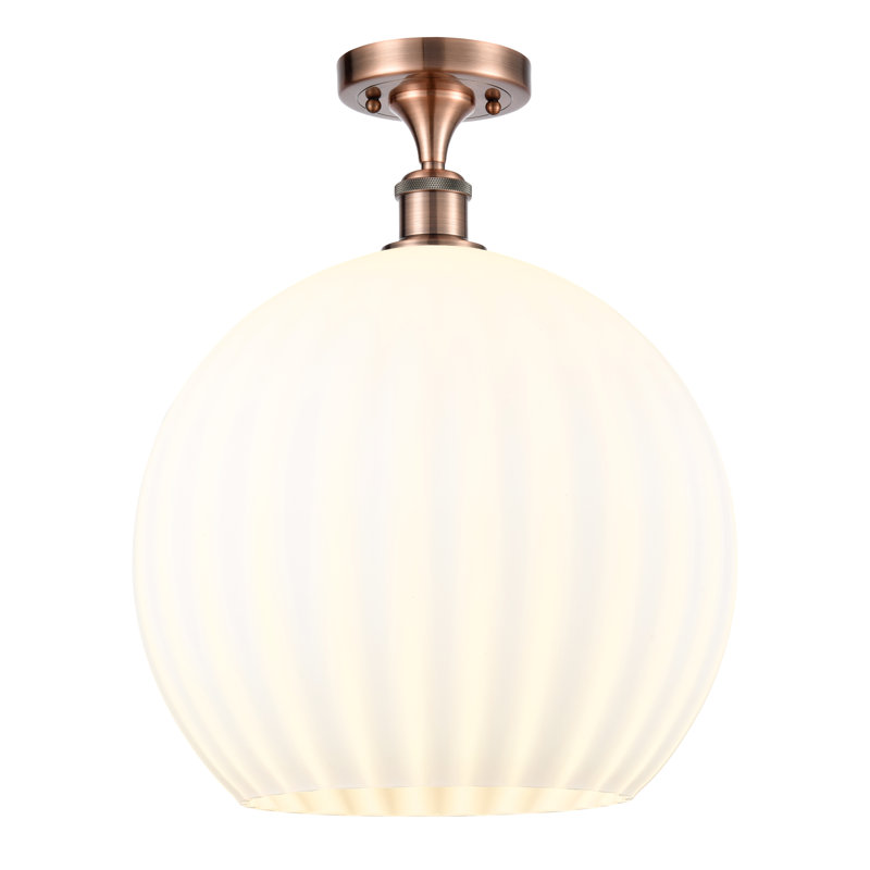 Plafonnier semi-encastré 1 lumière Ballston - Adriao, H 17,88 po x l 13,75 po x P 13,75 po, Cuivre antique