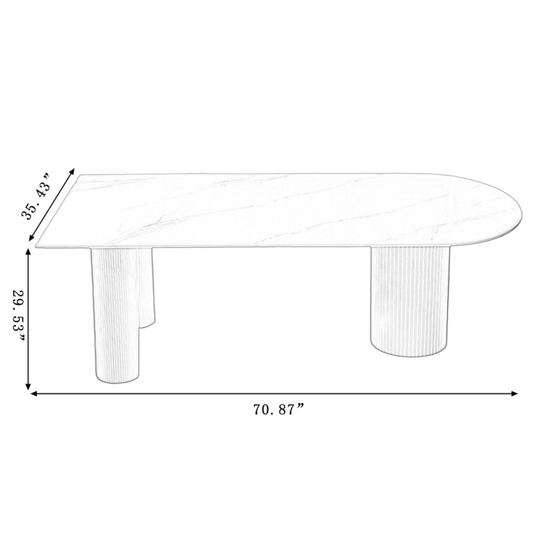 Table de salle à manger Brookfield, H 29,53 po x L 70,87 po x l 35,43 po
