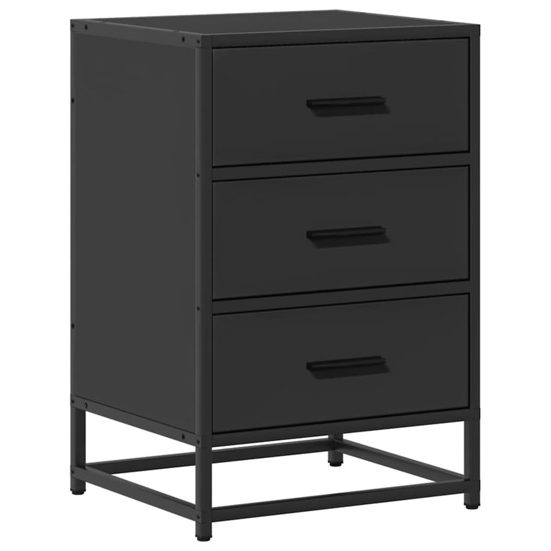 40cm W Metal Bedside Table, Black
