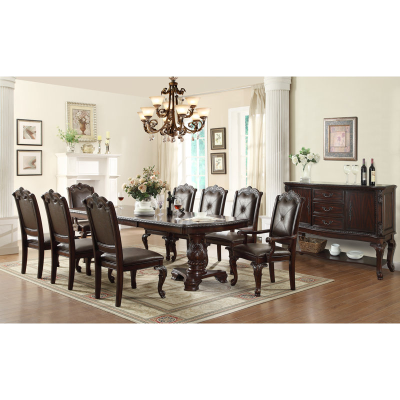 Ensemble de salle à manger extensible Kolyn Marney, Table, 8 chaises d'appoint, buffet, huche