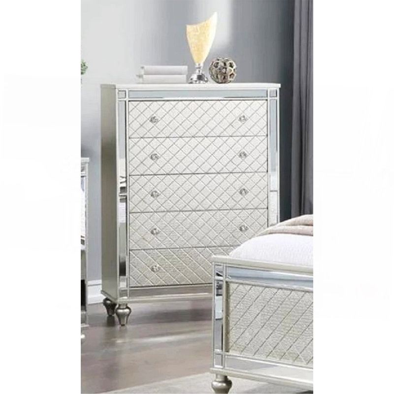 Commode de chambre à coucher 1 tiroir 5 pièces Glam