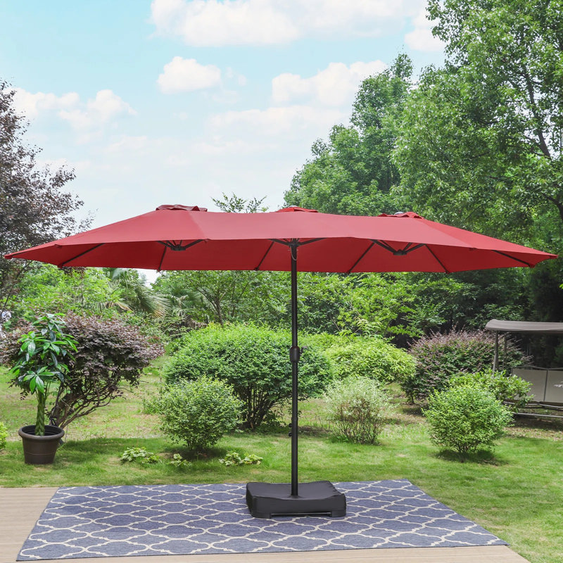 Ayram 457.2cm X 274.3cm Rectangular Market Parasol, Burgundy