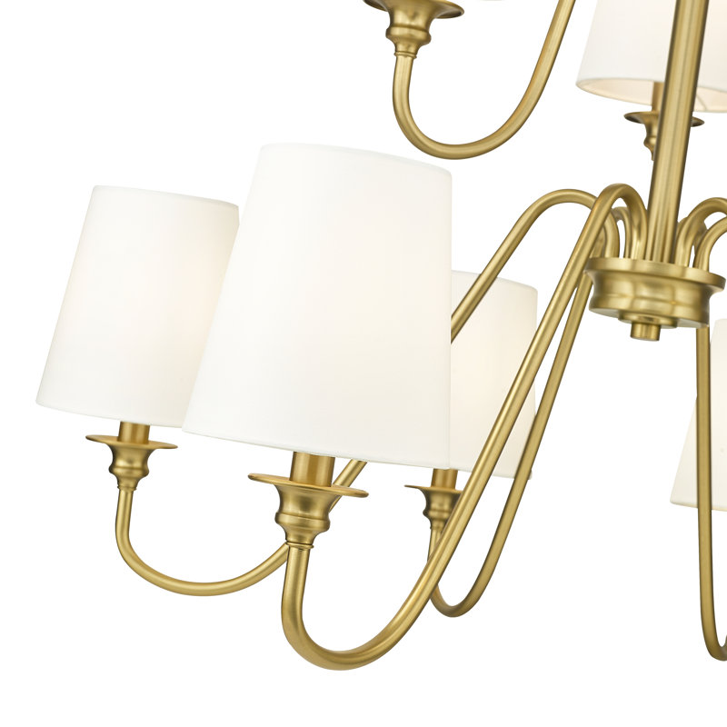 Sujal 9 - Light Steel Dimmable Classic / Traditional Chandelier, Gold, 27.5" H x 32" W x 32" D