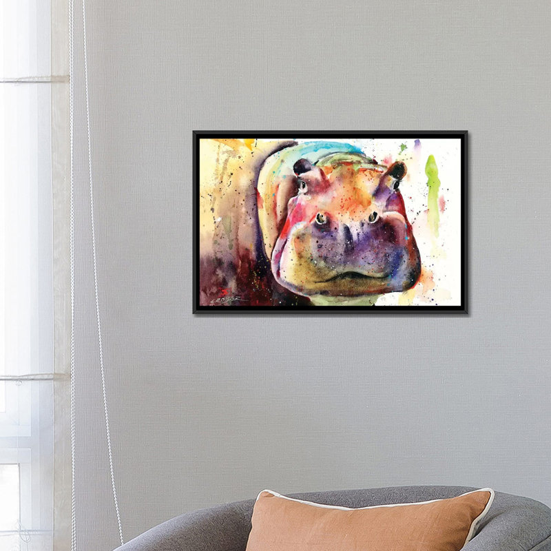« big al », peinture sur toile tendue, H 18 po x l 26 po x P 1,5 po, Toile avec cadre noir, Pas de tapis