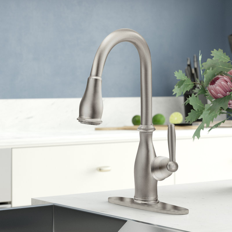 Robinet de cuisine à poignée simple Brantford avec PowerBoost et Reflex, Acier inoxydable résistant aux taches