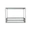Full Size Canopy Frame Rubber Wood Floor Bed With Fence,Guardrails,Grey (Old Sku:W504P143281)-300197420