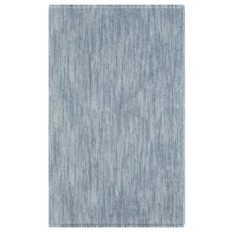 Tapis texturé à franges, Rectangulaire 8 pi x 10 pi, Bleu