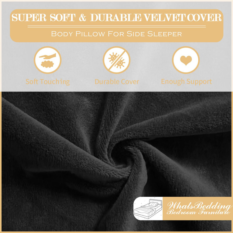 Black Velvet Memory Foam Full Body Maternity Pillow