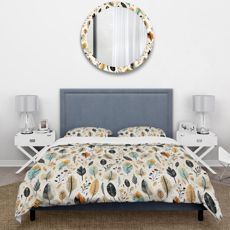 Rustic Bohemian Boho Pattern Floral Duvet Cover, Twin Duvet Cover + 1 Standard Sham