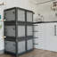 3-Pack Transparent Stackable Storage Bins with 5 Doors to Open with Wheels, Folding Plastic Craft Containers Large Closet Organizers Box-1476301579