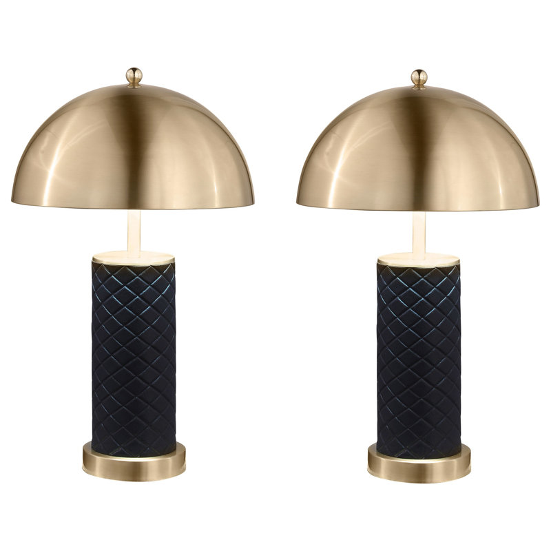 Lampe de table noire à dôme matelassé de 23 pouces (ensemble de 2)