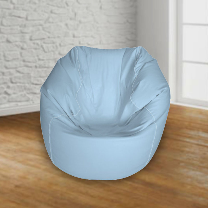 Faux Leather Outdoor Friendly Classic Bean Bag, Ice Blue Faux Leather
