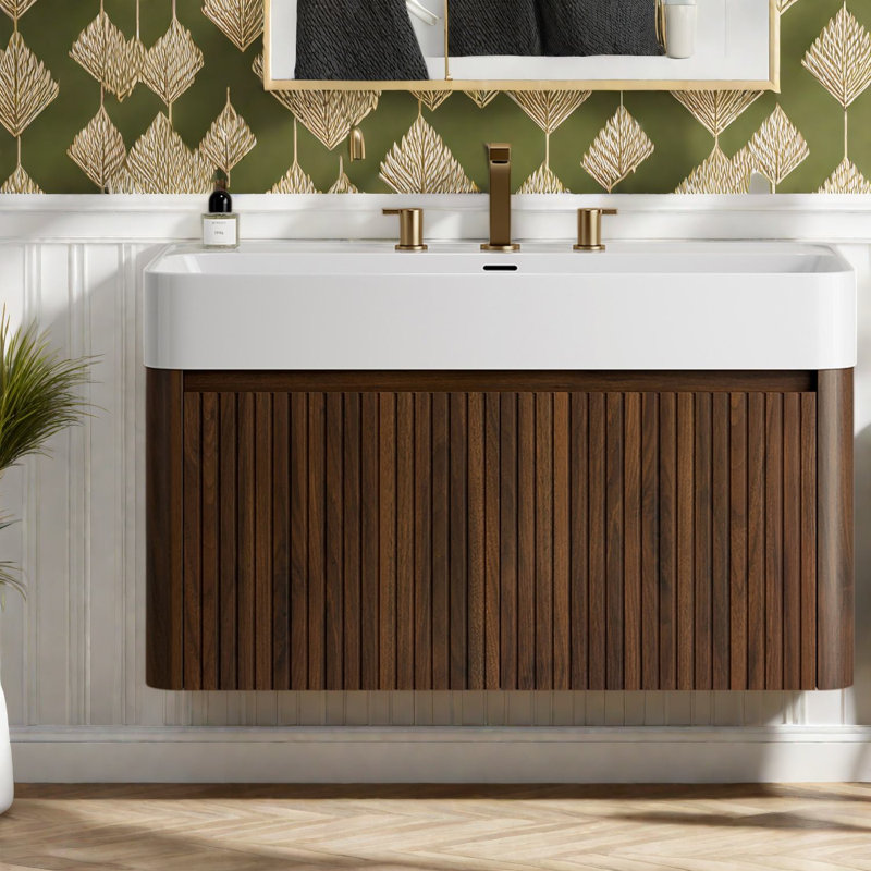 Meuble-lavabo moderne (avec meuble-lavabo et lavabo) avec rangement 24 po, 35.43