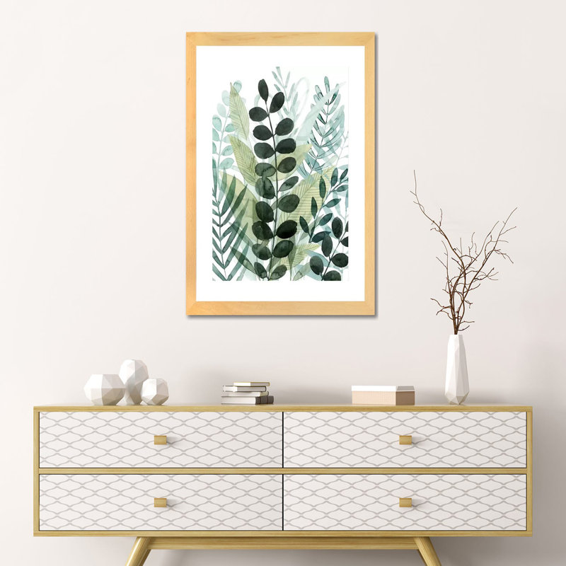 Reproduction d’art, "Forest Fourragi" par Grace Popp, Toile avec cadre en bois beige, Blanc, H 24 po x l 16 po x P 1 po