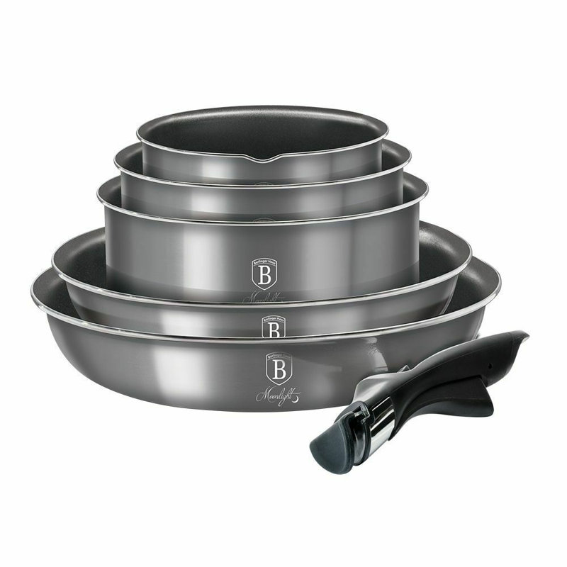 9 - Piece Non-Stick Aluminum Cookware Set, Silver