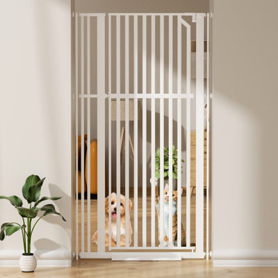 63" Extra Tall Pet Gate, Width Adjustable Pressure Mounted Cat Gate Auto-Close Dog Gate