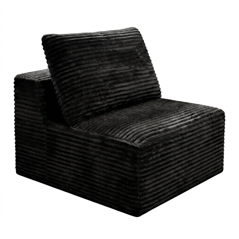 Modern Armless Floor-Hugging Modular Compression Sofa, Black