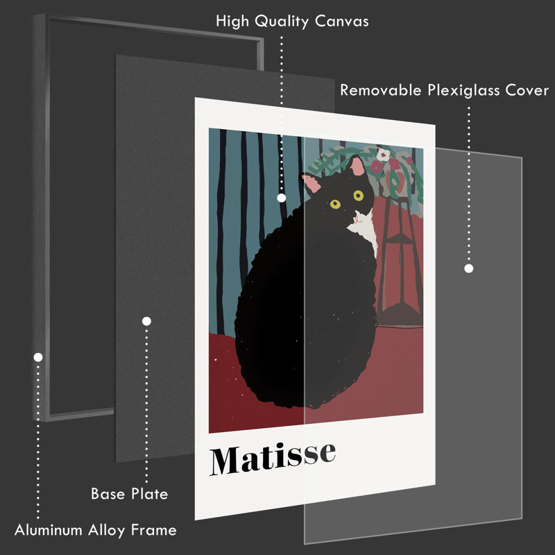 "Matisse", reproduction d'art encadrée sur toile par Henri Matisse, H 16 po x l 24 po x P 1 po, Cadre noir