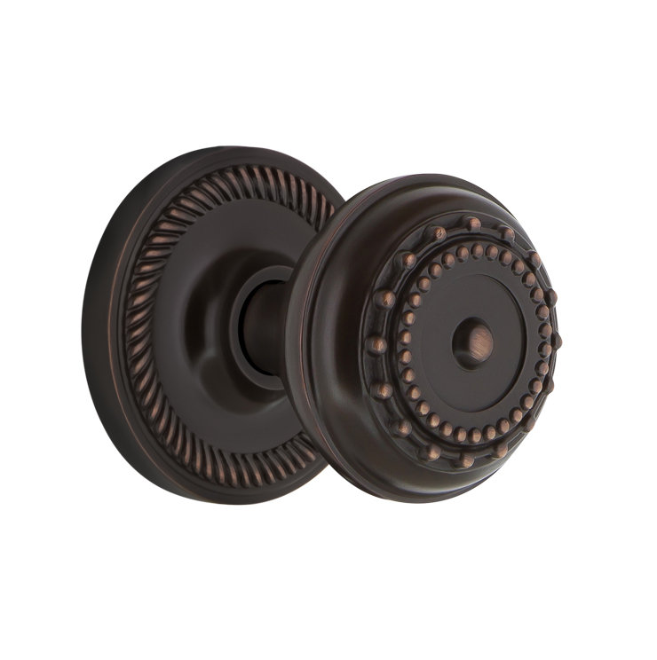 Rosette en corde avec poignée de porte Meadows, Bronze intemporel, 2 3/8 po