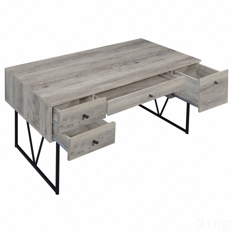 Table de travail à 4 tiroirs Driftwood, Gris