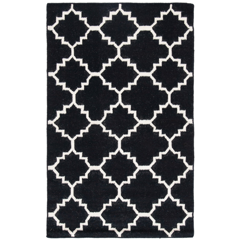 Tapis géométrique tissé à la main 80% laine, 20% coton Rodgers, Rectangle 3 pi x 5 pi