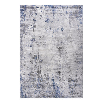 2X3 Area Rug With Silver/Blue/Abstract Design, Non-Shedding, Stain , Ideal For Home Interior In Living Room, Bedroom, Dining, Office Stylish Rug, Pattern, Non-Shedding Bedroom Dining Spaces
