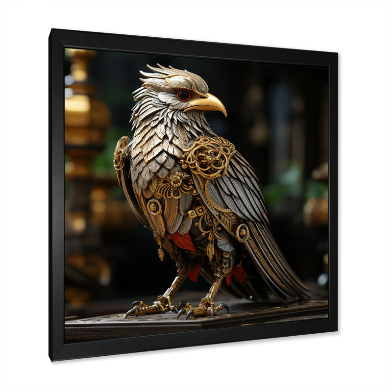 Or baroque fantaisiste doré sur toile, H 16 po x l 16 po x P 1 po, Cadre simple noir