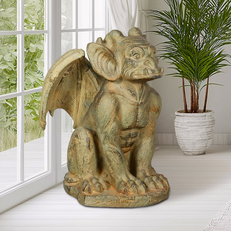 Grande statue de gargouille ailée assise gargouille de jardin monstre