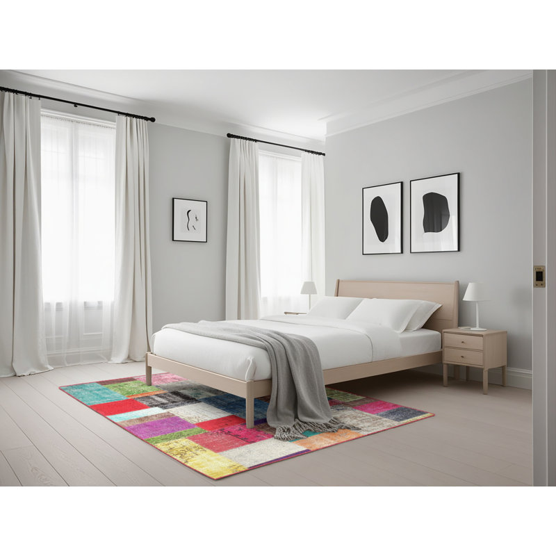 Tapis gris/beige/brun contemporain, Rectangle 5 pi x 7 pi