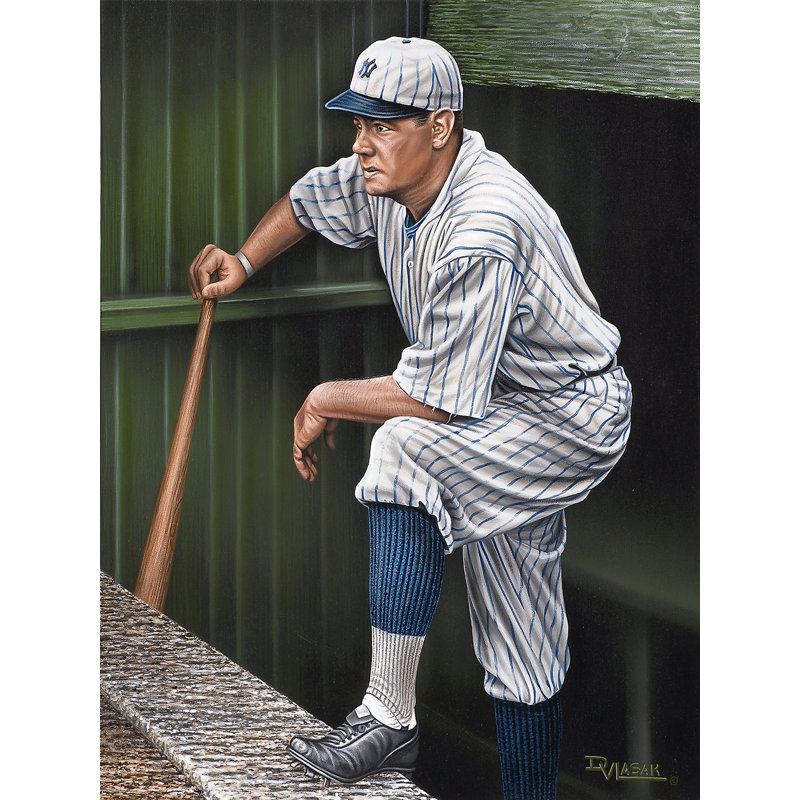 "Babe Ruth Top Step" par Darryl Vlasak, reproduction d'art sur toile tendue, H 16 po x l 12 po x P 1,5 po