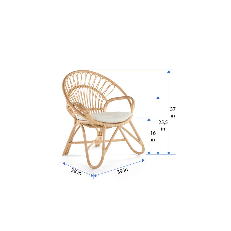 Fauteuil Papasan en polyester 39 po Pavie, Naturel