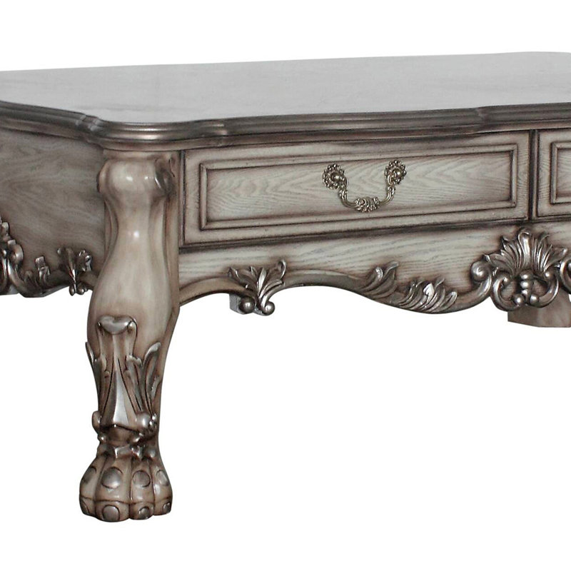 Charming Vintage-Style Wooden Coffee Table with Intricate Detailing
