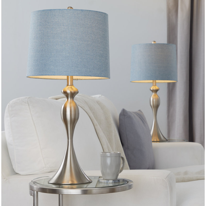 Ensemble de lampes de table Pennsylvania, Nickel brossé, Bleu poudreux