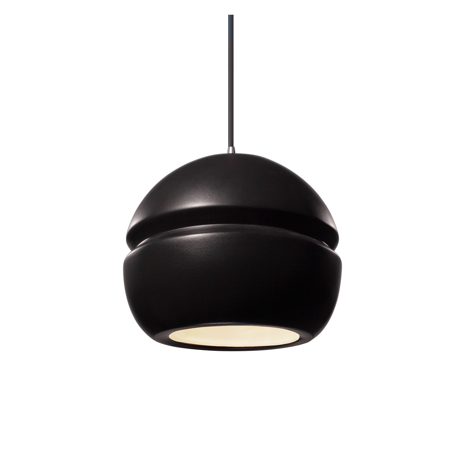 Logan 1 - Light Single Globe Pendant, Polished Chrome, Carbon Matte Black