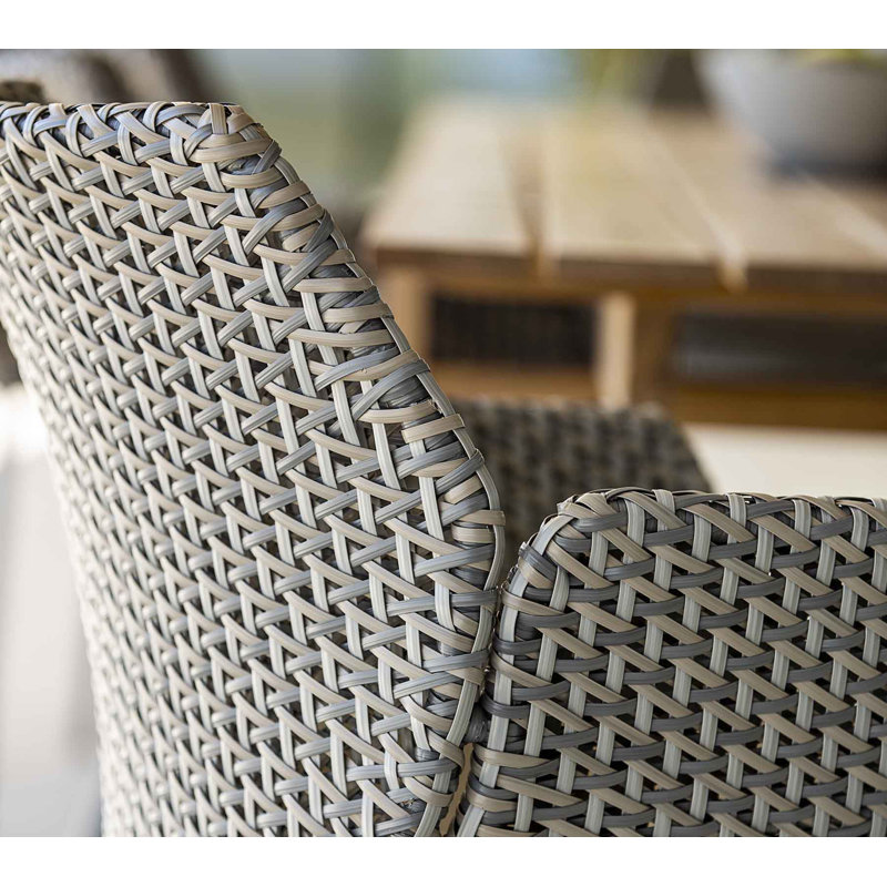 Vibe Wicker Patio Dining Armchair with Cushion, Taupe, Taupe