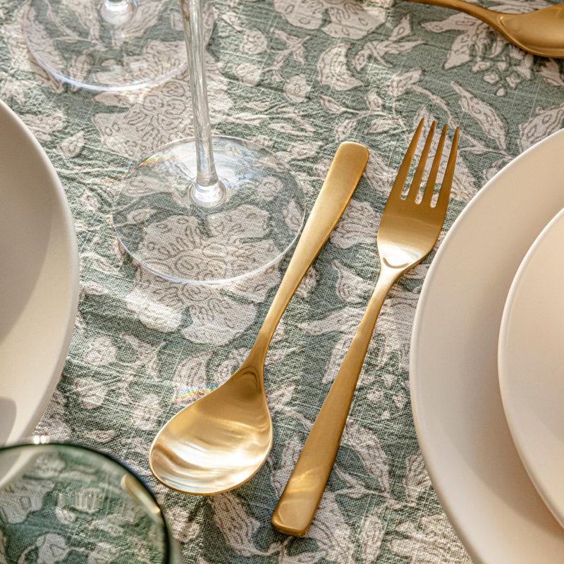 over&back Curved 18/8 Flatware Set - Service for 4, Brushed Gold