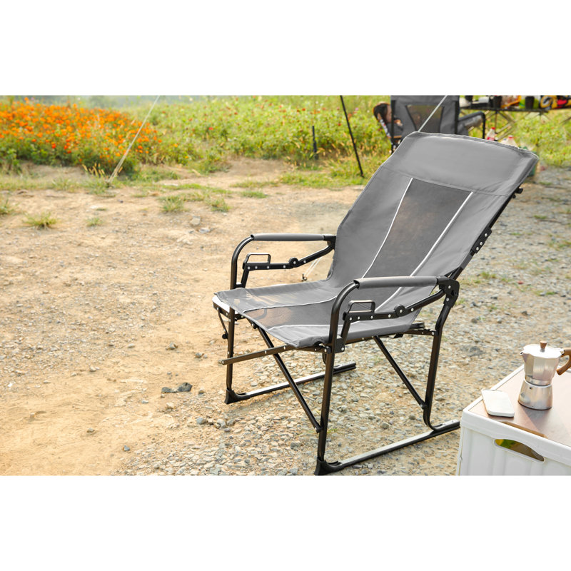 Chaise de camping grise avec table d'appoint - Réalisateurs pliants portatifs robustes pour pique-nique, pelouse, voyage de pêche à la plage