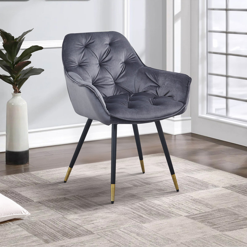 18'' H Tufted Velvet Armchair, Gray