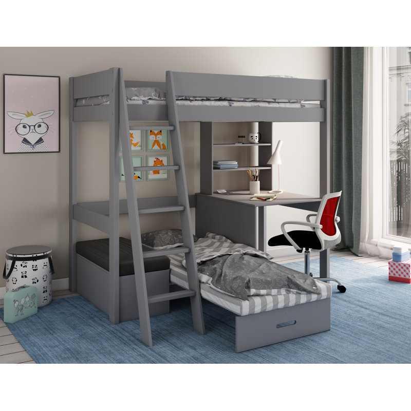 Single (3') High Sleepers Bed Frame, Grey/Black