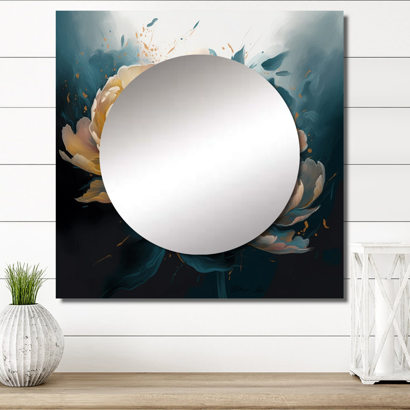Meilir - Floral Peony Large Square Mirror Wall Decor For Bedroom, 29" x 29"