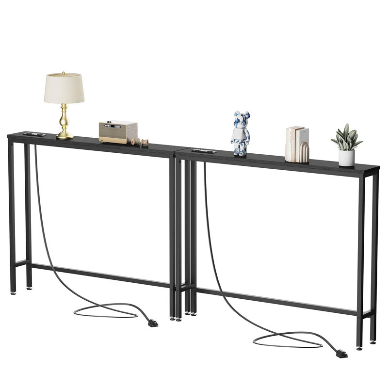 Ensemble de 2 consoles longues et étroites avec prises de courant et console
