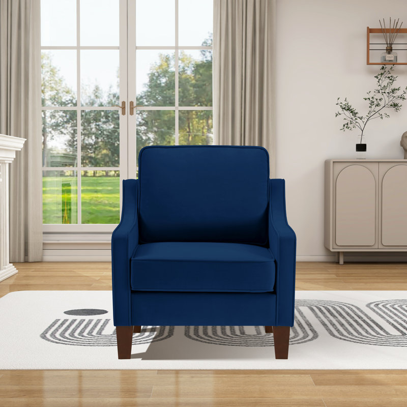 Rex Upholstered Armchair, Navy Polyester