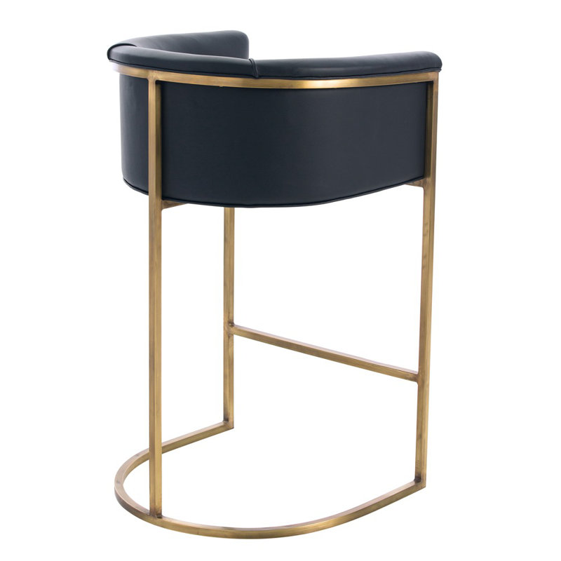 Calvin Upholstered Counter Stool with Metal Frame, Black