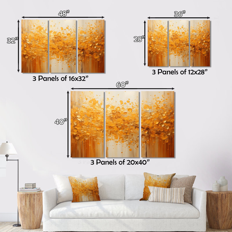 Amber Glow III sur toile, reproduction de 3 pièces, H 28 po x l 36 po x P 1 po